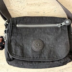 Kipling Black Crossbody Bag with Beige Interior